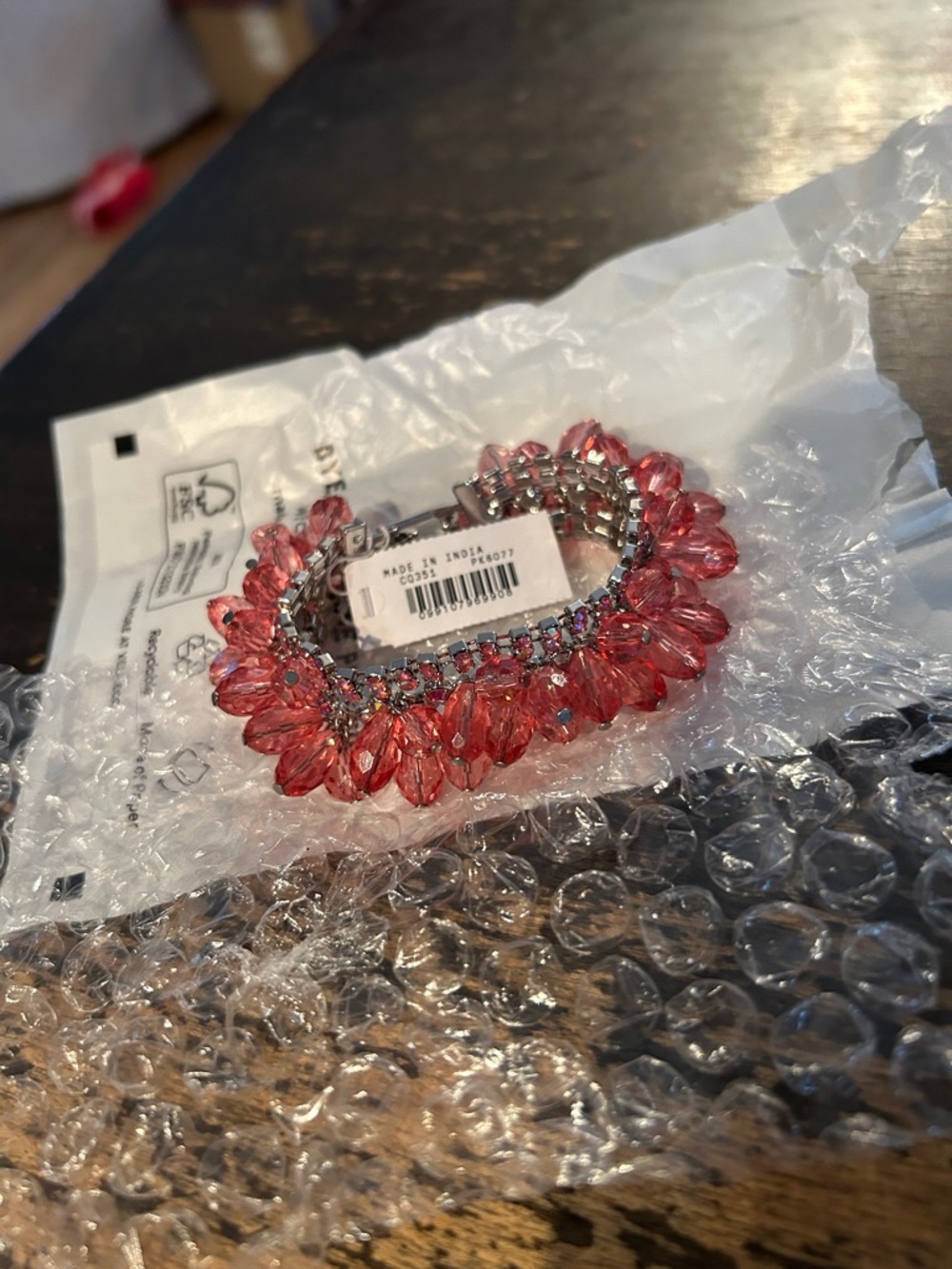 Statement Pink Crystal  Bracelet - Women Jewelry